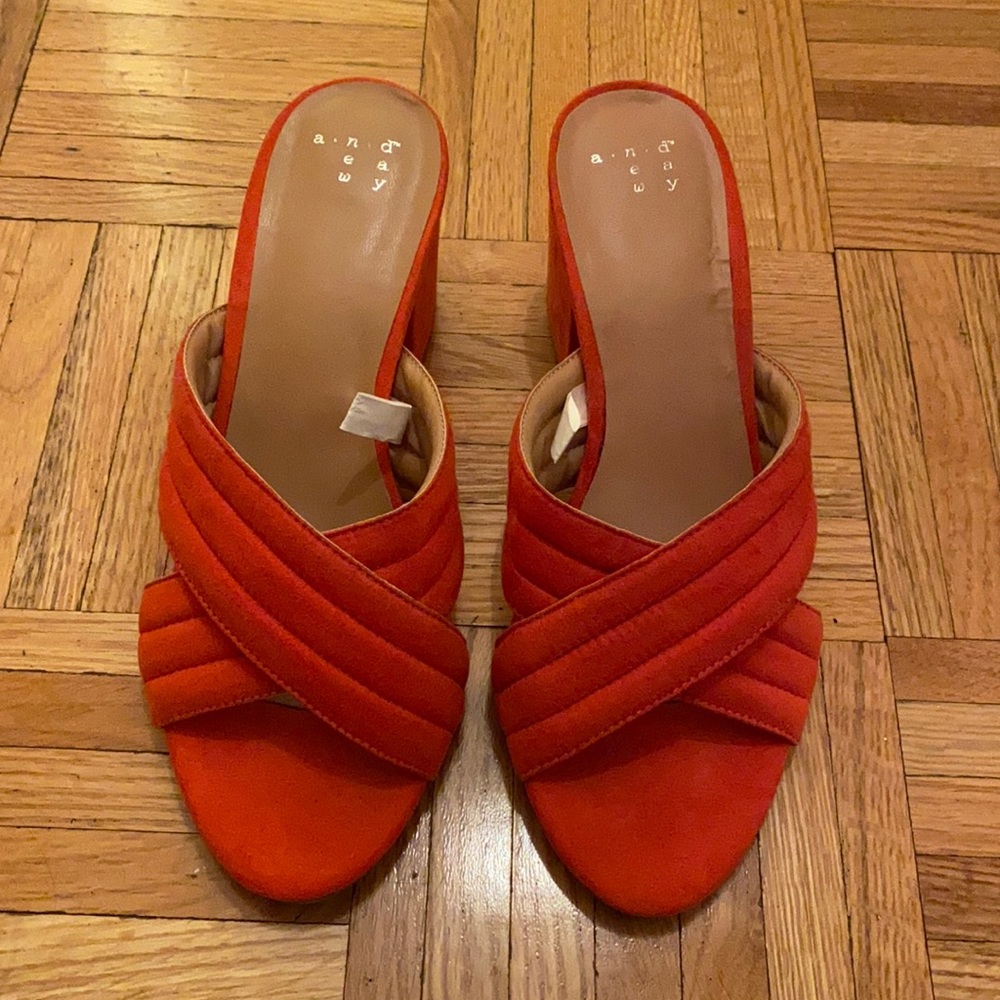 Orange block heels for summer